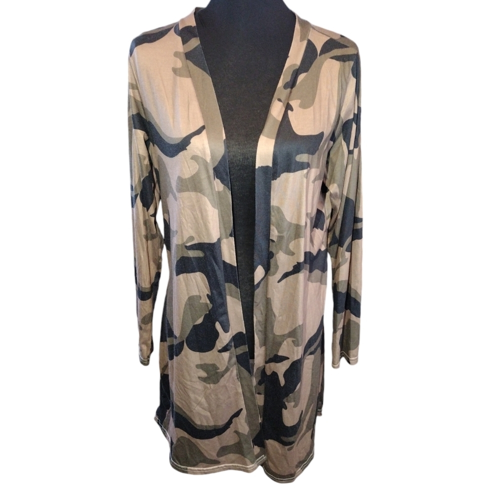 Camouflage Jersey Cardigan Duster